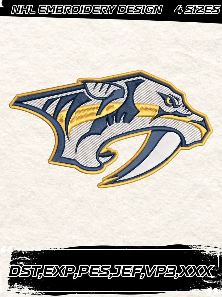 Nashville Predators Logos Embroidery Designs,NHL Logo Embroidery Files, Machine Embroidery Design File, 4 Sizes,Digital Download