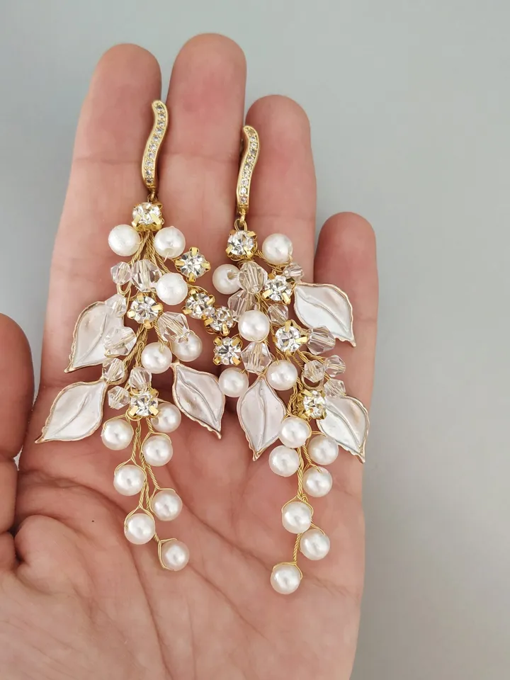 Extra Long Bridal Earrings Boho Wedding Earrings Boho Bridal Earrings Gold Bridal Earrings Chandelier Statement Swarovski Wedding Earrings
