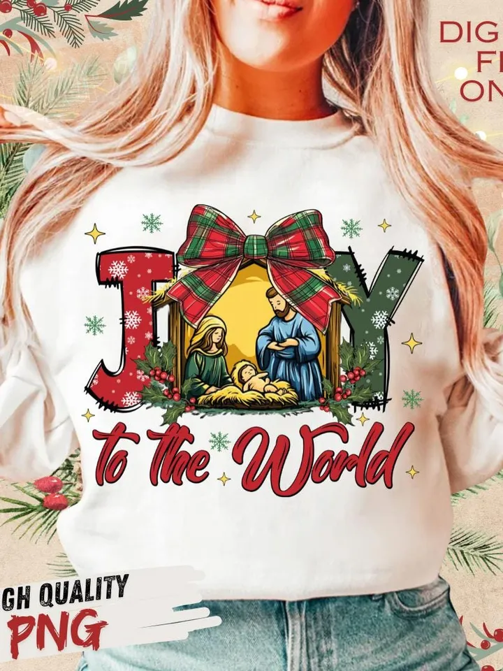 Christian Christmas Png, Joy To The World Png, Coquette Jesus Christmas Png, Baby Jesus Png, Bible Verse Png, Nativity Png, Oh Holy Night