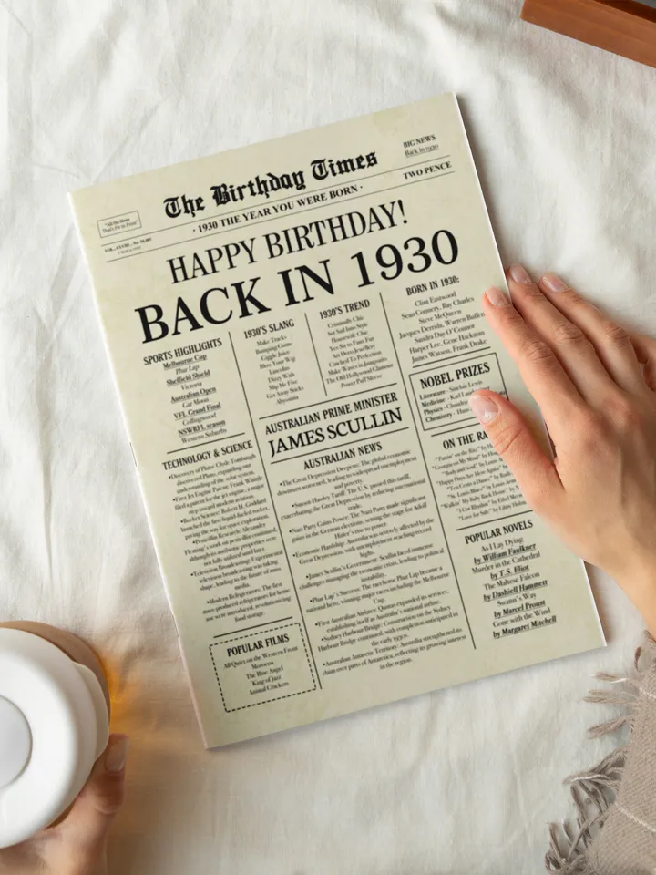 1930 AUSTRALIA, 95th birthday newspaper print Australian, 1930 birthday poster INSTANT DOWNLOAD, 95 years ago back in 1930 print for Aussie
