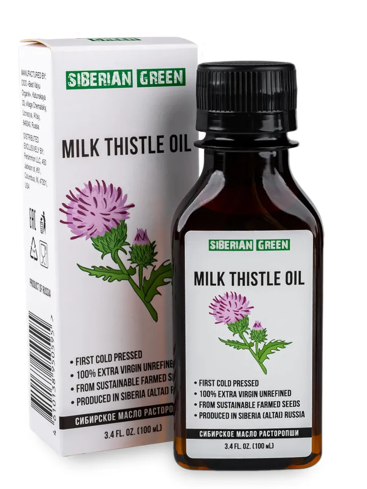 Siberian Milk Thistle Oil Extra Virgin Cold Pressed 100 ml / 3.4 fl oz Premium Silymarin