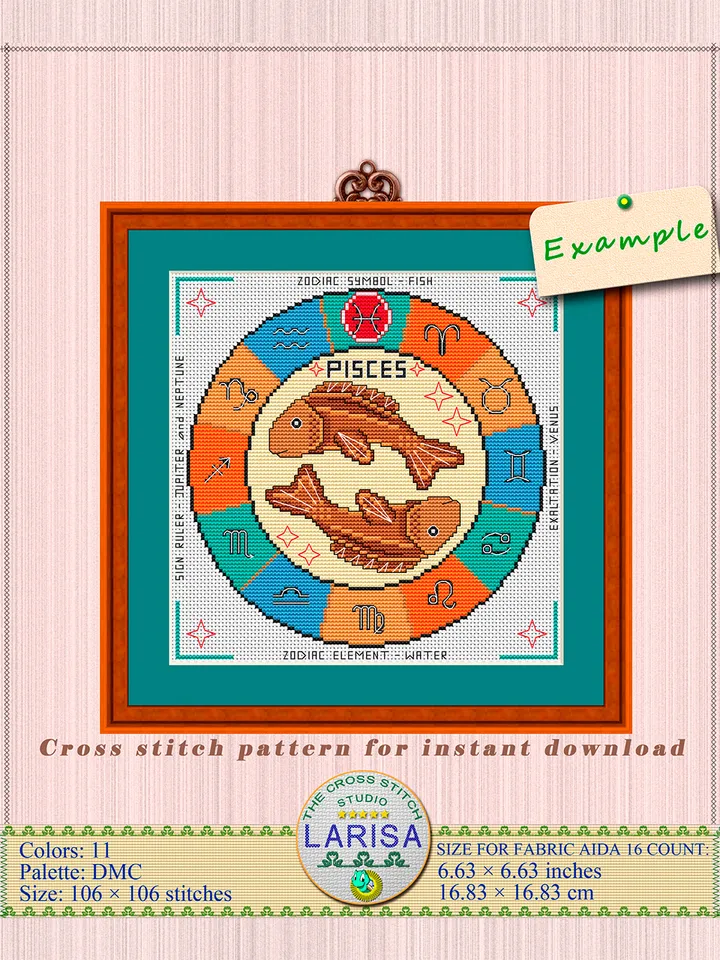 Pisces Cross Stitch Pattern | Pisces Zodiac Sign