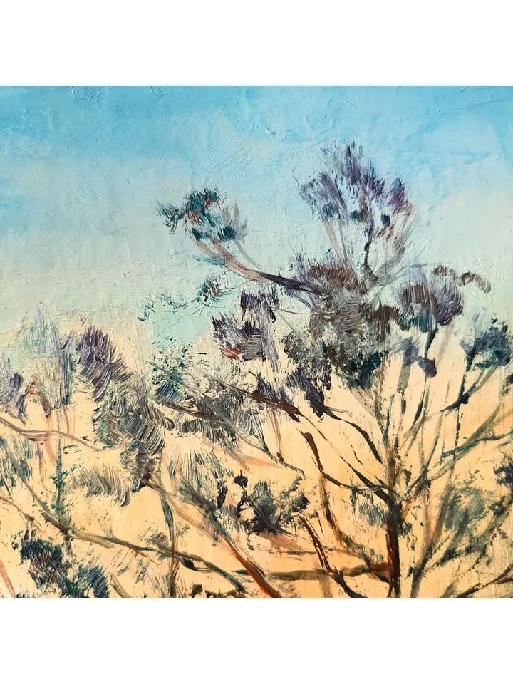 Tree painting 12x8,5” ORIGINAL ART Sunset Artwork Evening Landscape Impressionist hand painted by artist Marina Chuchko