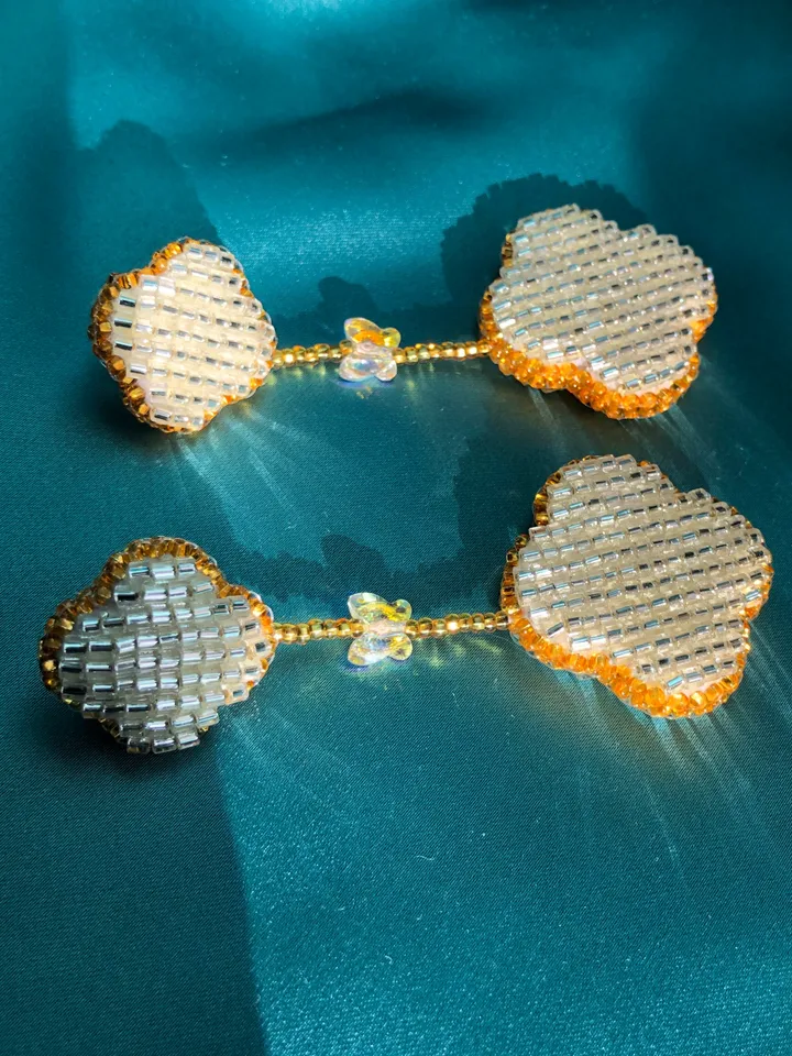Clover Beaded Earrings Van Cleef Style