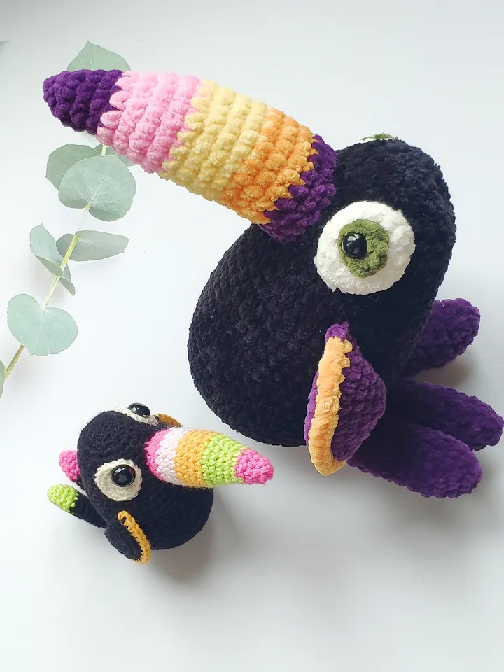 Toucan bird easy crochet amigurumi pattern 2 in 1
