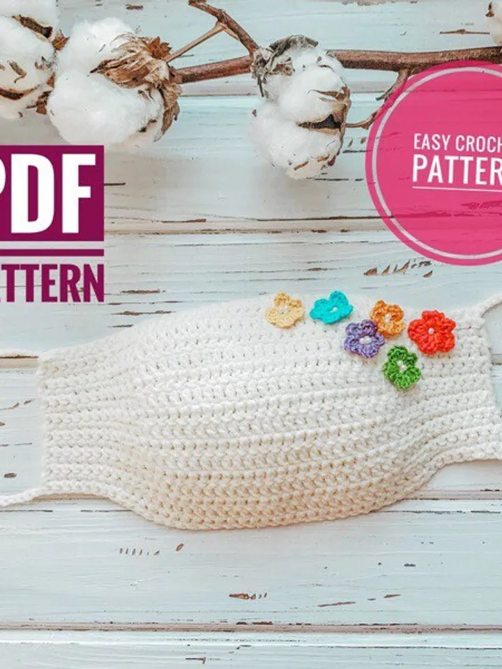 Reusable face mask pattern PDF, crochet face adult mask, washable face mask, cotton mask digital instant download