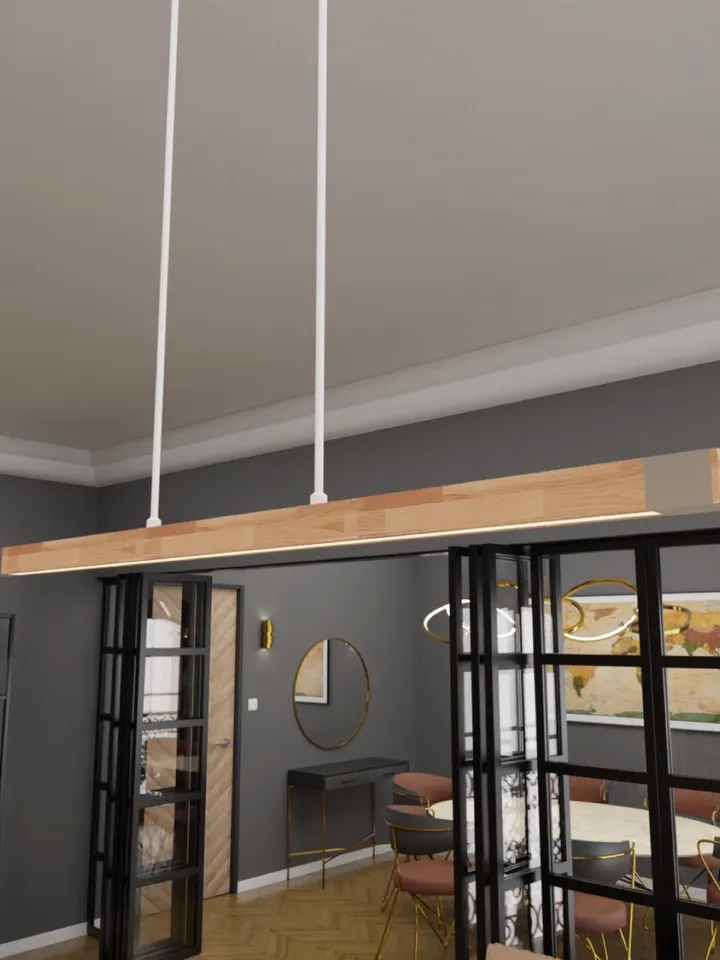 Black Modern Linear Pendant Hanging Chandelier with LED Light