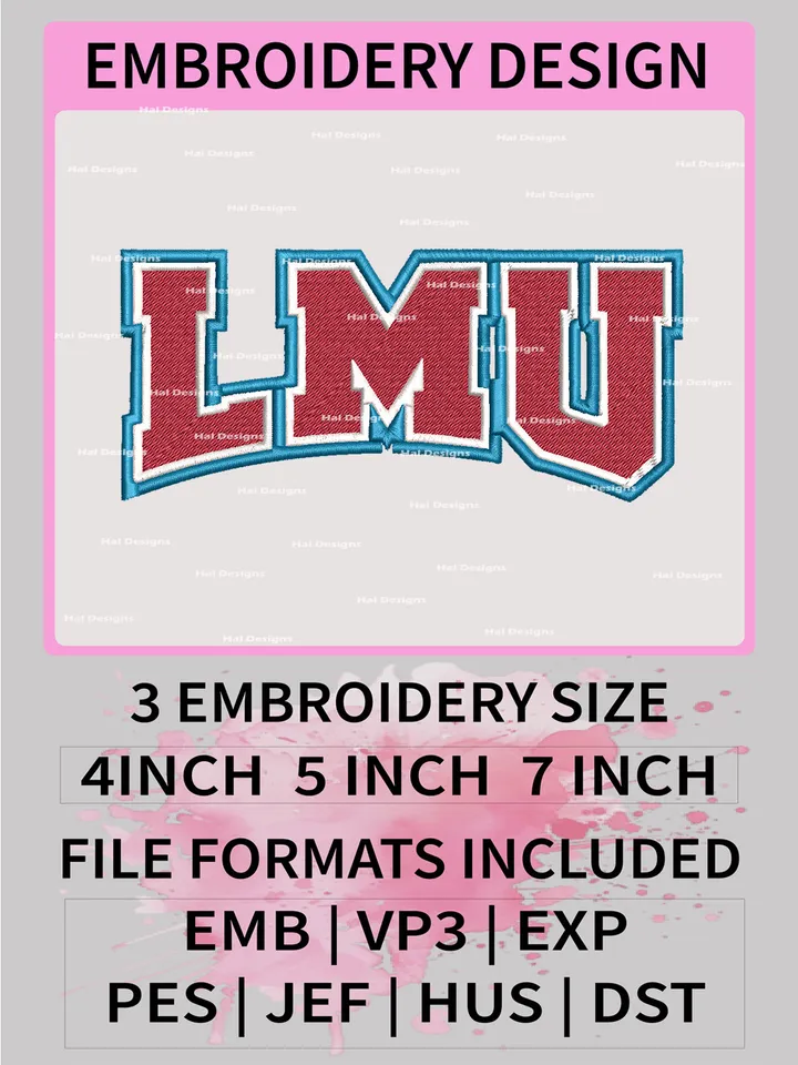 NCAA Loyola Marymount Lions Embroidery File, 3 Sizes, 6 Formats, NCAA Machine Embroidery Design, NCAA Logo, NCAA Teams