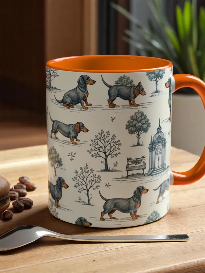Dachshund Coffee Mug, Cute Dog Design - Ideal Gift for Pet Owners, Dog Lovers, Animal Enthusiasts, Birthdays - 11, 15oz Accent Mug,