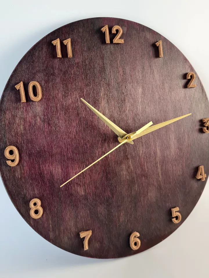 Wooden wall clock Unique wall clock with number Silent clock Handmade wall clock