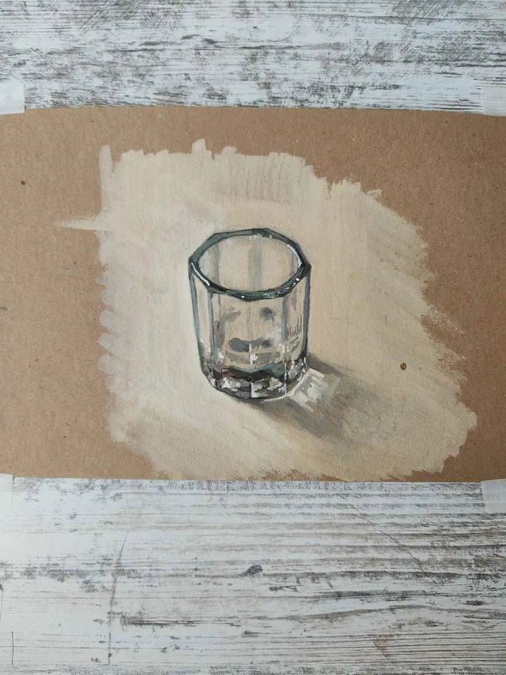 A Glass Cup. Original gouache painting.