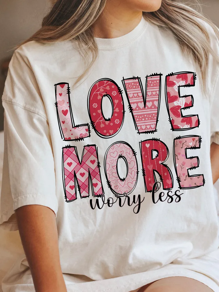 Love More png, Retro valentines png, Worry Less vday png,valentines day shirt,Groovy valentines,Trendy png,Heart Candy png,Vday sublimation