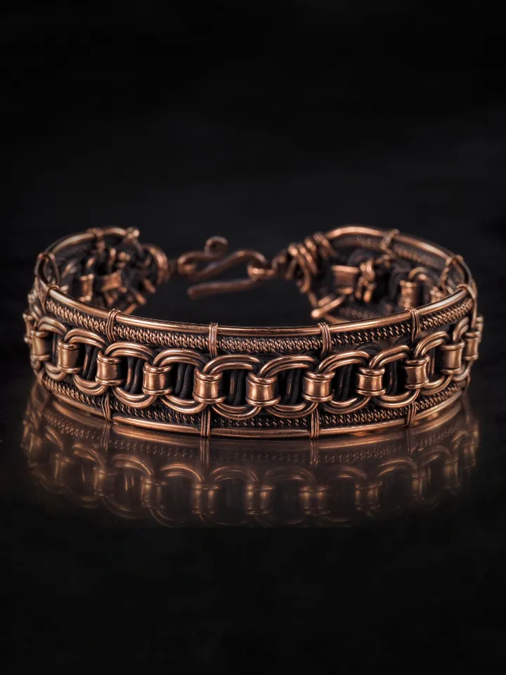 Woven copper wire bracelet Antique style handcrafted copper jewelry Unique gift