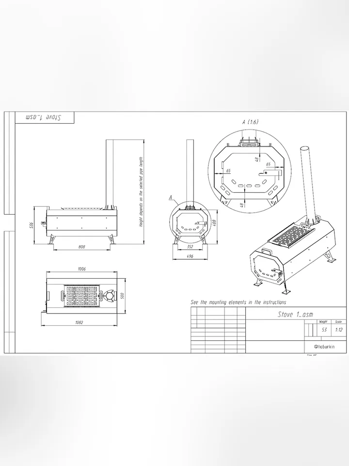 Welding Project Plans Drawings Stove 1 (DXF, PDF)