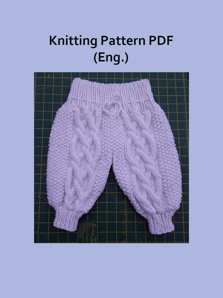 Knitted Baby Pants Pattern, Knitted Baby outfit, knitted baby clothes, knit newborn pants, knitting newborn outfit, baby gift, Knitting Pattern, PDF file in English
