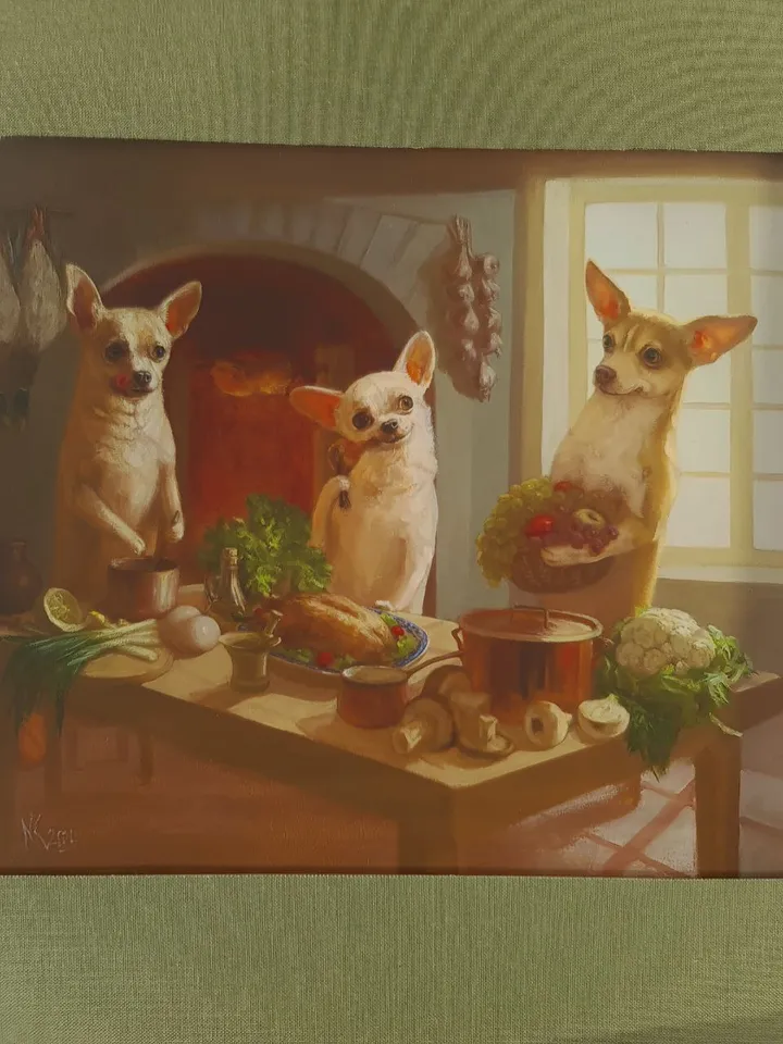 print of oil painting chihuahua "Wildfowl"