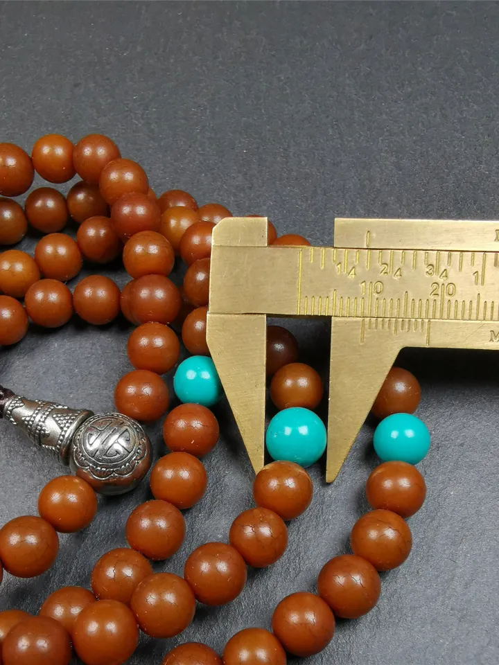 Gandhanra Old 108 Tibetan Mala, Corypha Linn Seed Beads,Prayer Beads Necklace for Meditation,Diameter 0.34", Circumference 35"