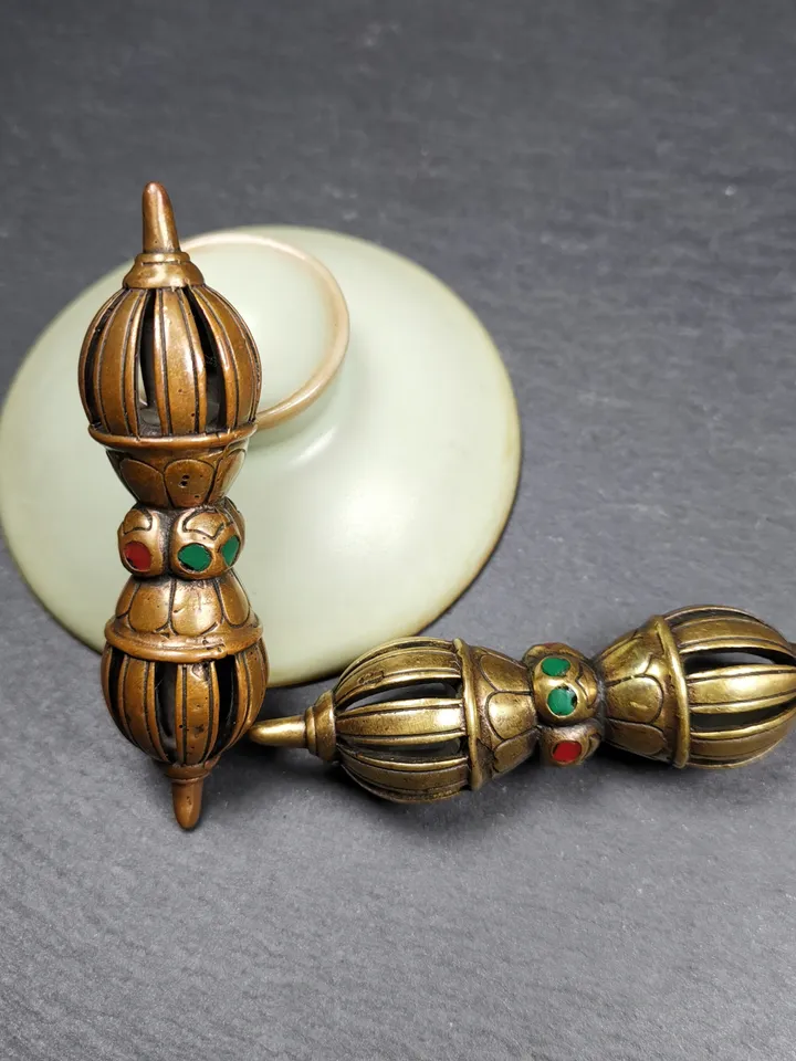 Gandhanra Handmade Vintage Nine-pronged Vajra Dorje ,Tibetan Tantric Buddhism (Vajrayana) Ritual Implement,3.0"