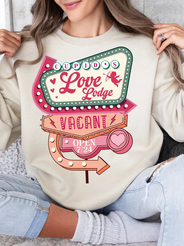 Cupid Love Lodge PNG-Valentine’s Day Sublimation Digital Design Download-cupid png, xoxo png, vintage vday png, retro png, vday tshirt png