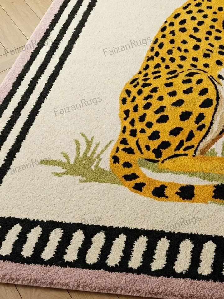 Buy an 8x10 leopard rug, hand-tufted rug, handmade wool rug, home rug, rugs for the living room, bedroom rug, 3x5, 7x10, 9x12, or 10x14.