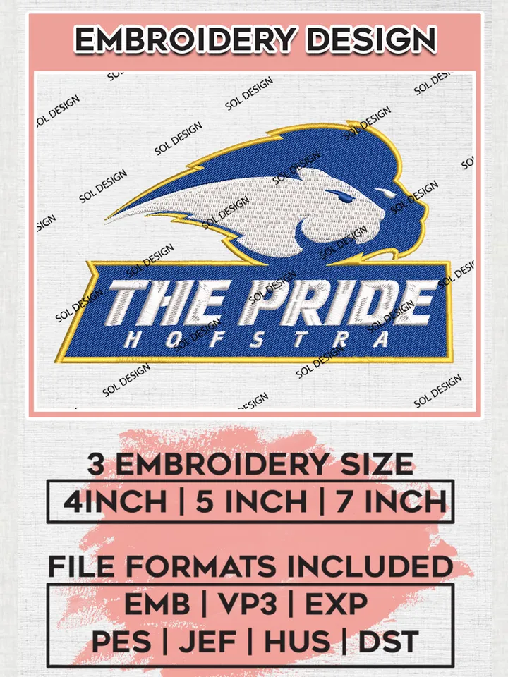 NCAA Hofstra Pride College Football Team Logo Embroidery Design Files, NCAA Hofstra Pride Machine Embroidery, NCAA Teams, Game Day, 3 sizes, NCAA Machine embroidery designs, Digital Download