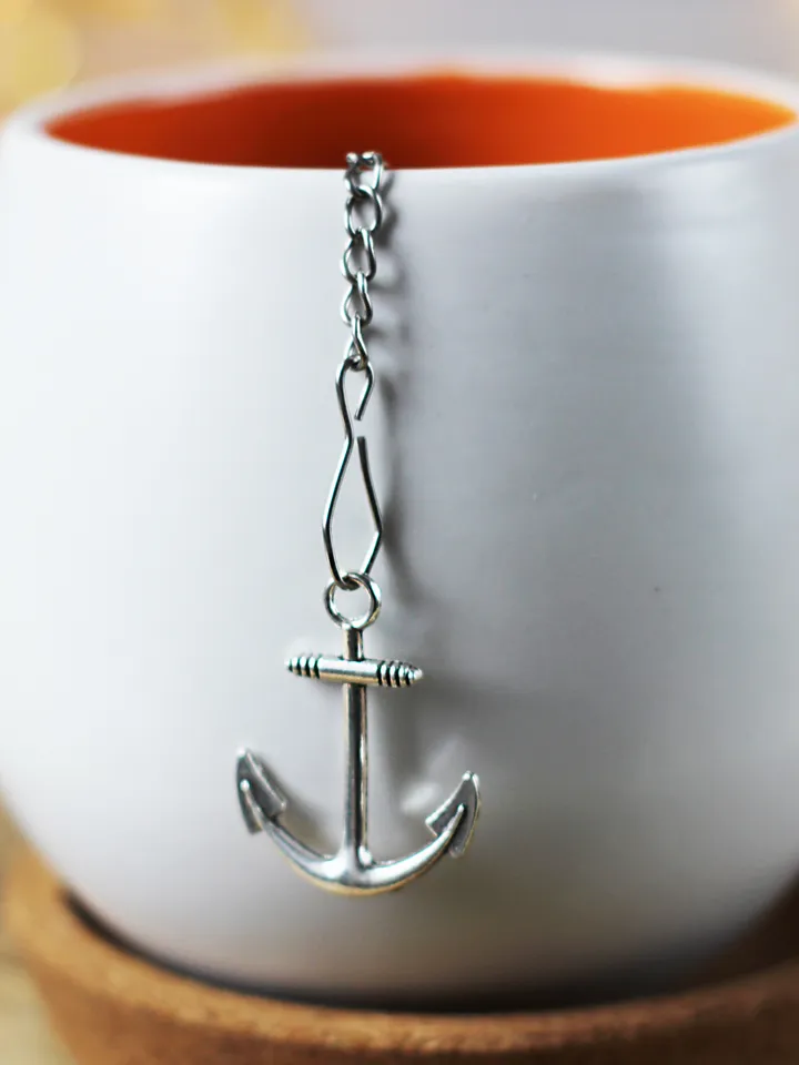 Nautical tea infuser for loose leaf tea, Tea Maker with anchor charm, Tea Steeper anchor pendant, Herbal tea gift