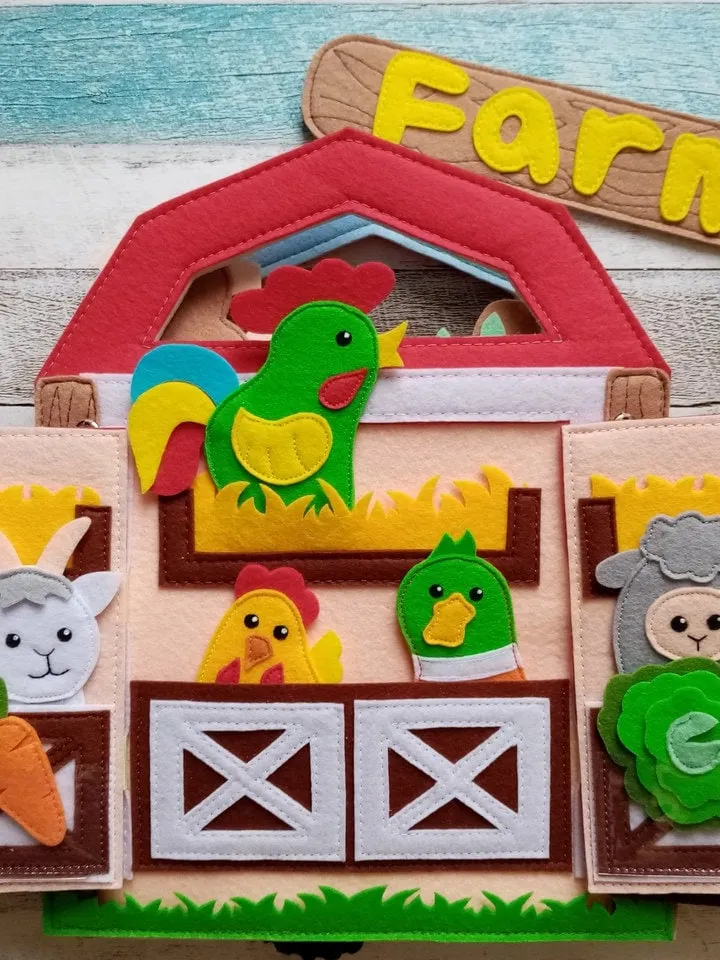 Farm Quiet book pattern for toddler, Felt book pattern pdf, Busy book ideas for kids 2, 3, 4 year old
