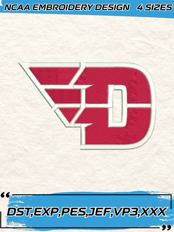 Dayton Flyers Embroidery Designs,NCAA Logo Embroidery Design,Machine Embroidery Design File,4 Sizes, Digital Download