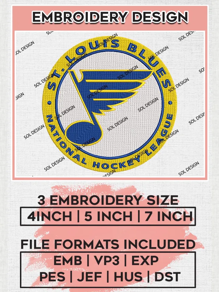 NHL St. Louis Blues Logo Embroidery Designs, NHL St. Louis Blues Team Logo Embroidery, Hockey Team Logo Emb Files, NHL Embroidery Designs, NHL Machine Embroidery Designs, Digital Download