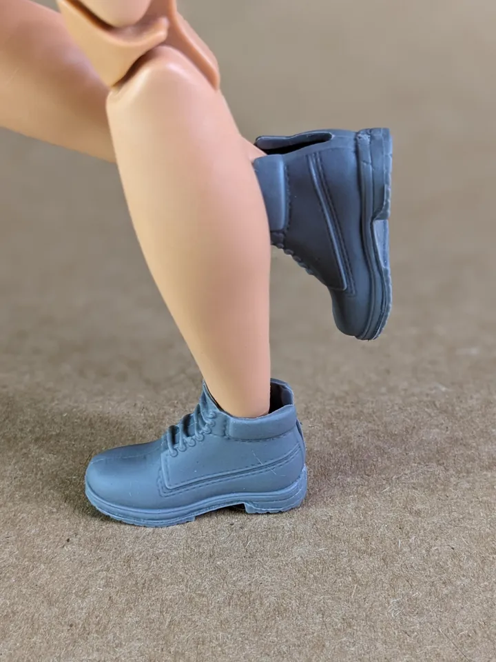Classic gray resin hiking boots for 1/6 scale male dolls