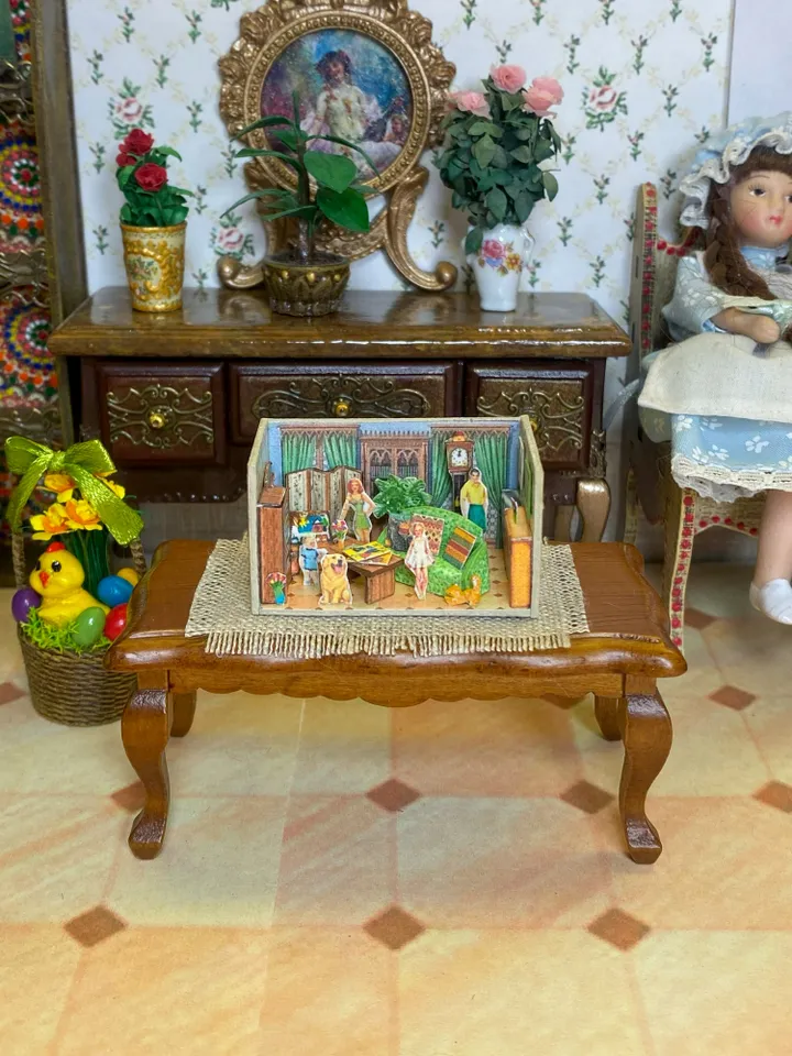 Mini roombox with filling. Toy for dollhouse. Toy for a doll. 1:12. Handmade.