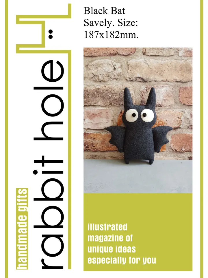 Halloween dolls sewing patterns PDF, Bat and Black cat, digital tutorial in English, rag doll sewing diy