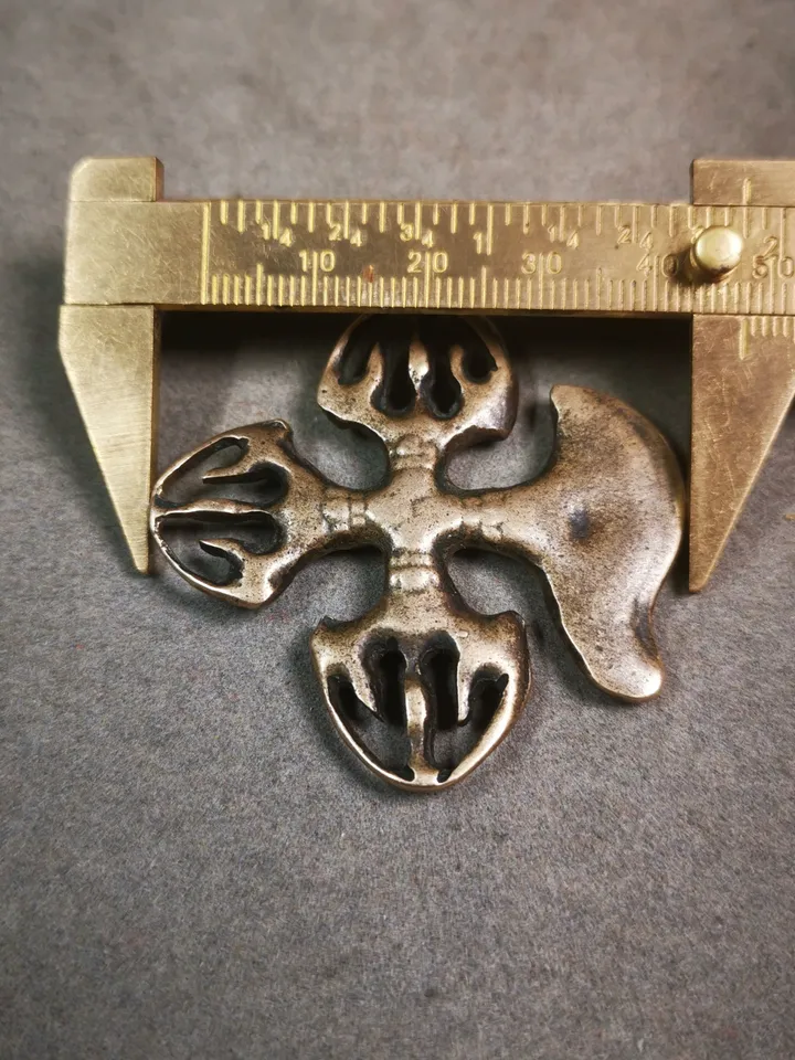 Gandhanra Antique Tibetan Amulet,Cross Vajra Kartika(knife of the dakinis) Pendant,Trantic Buddhism Dharma Ritual, Made of Lima Brass