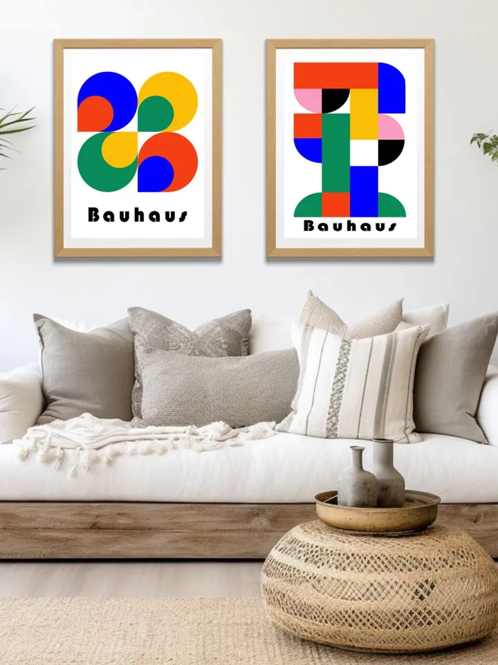 Bauhaus poster set of 15 premium printable wall art prints mid century modern minimalist abstract geometric bundle digital download poster