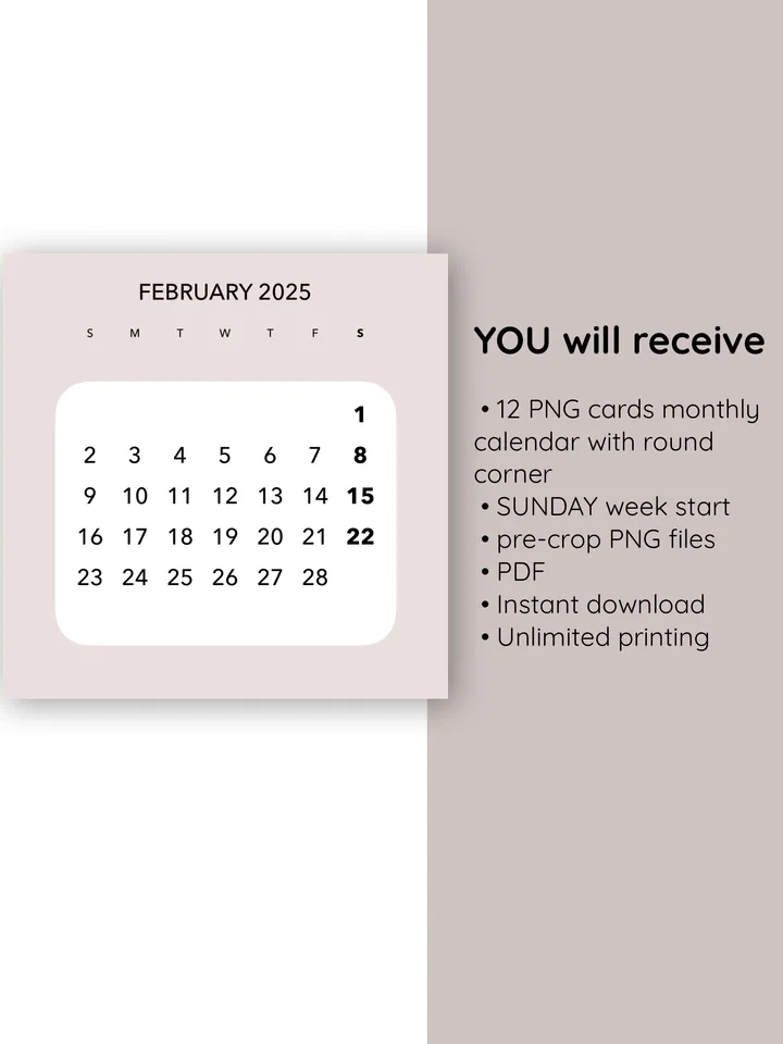 Printable Monthly Cards for Desk Calendars: Elevate Your Planner Divider Game! Functional planner cards. Monthly planner templates. Easy print desk calendar 2025. Calendar crafting. Sunday week start