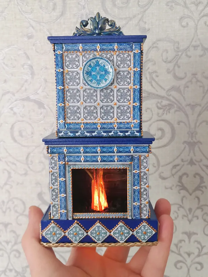 Fireplace for dollhouse handmade.1:12 scale.