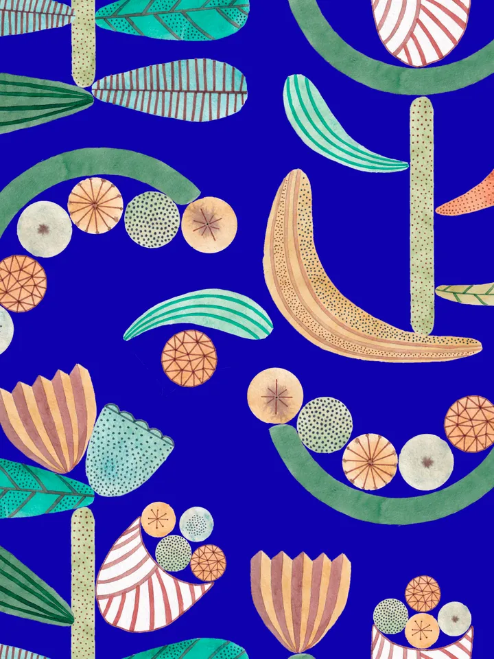 Seamless pattern Geometry watercolor plants SET 3