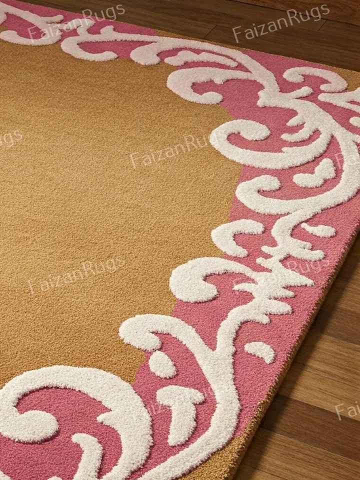 Buy Ornate border area rug, Floral rug, Handmade, Carving rug, hallway decor, Rug for livingroom, kitchen rug, Bedroom rug, 8x10 area rug.