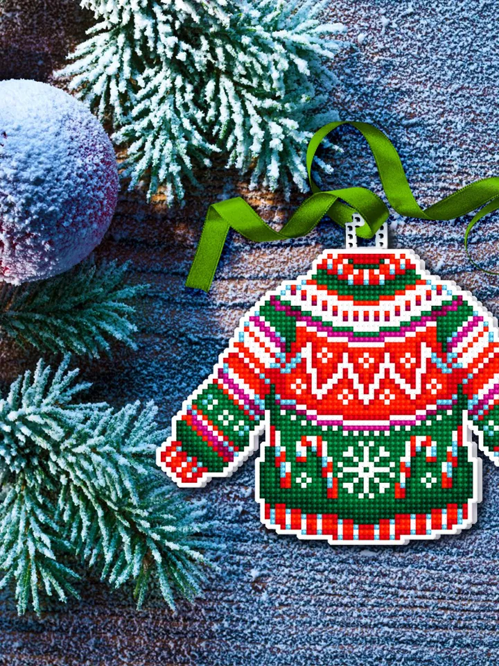 Ugly Christmas sweater cross stitch pattern PDF download Double-sided Christmas tree decor for plastic canvas Christmas jumper xstitch #N106