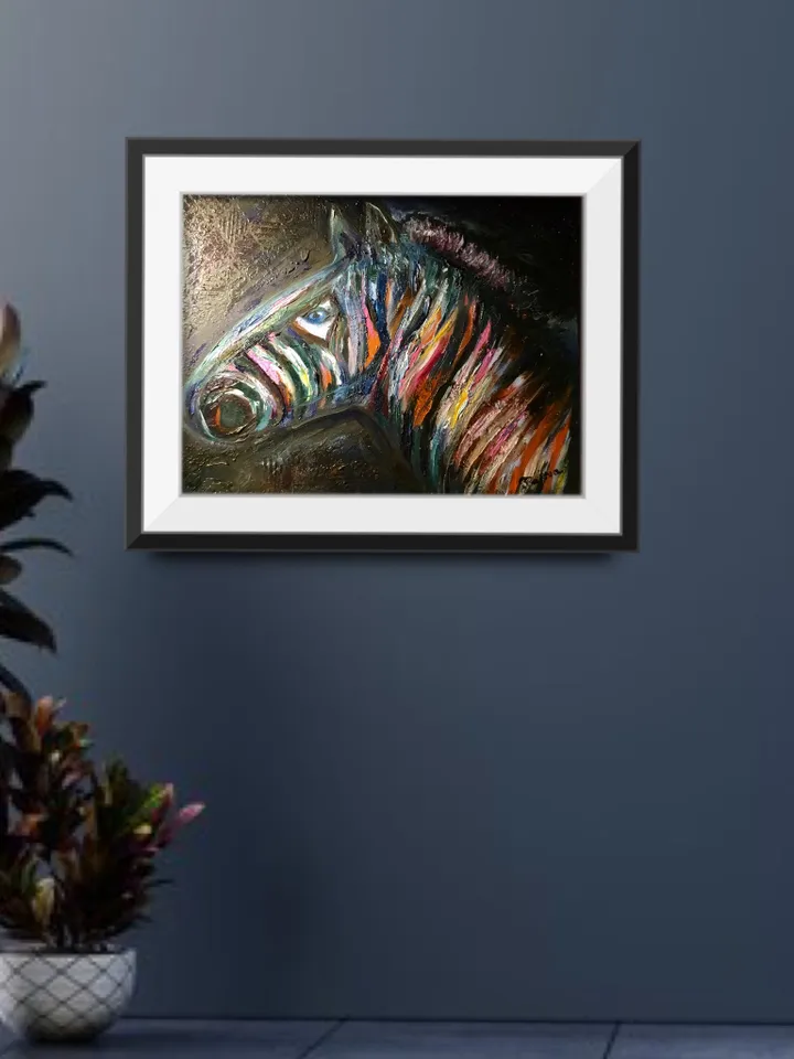 Funny colourful zebra,original oil painting on canvas,funny animals painting kid s room decoration colorful zebra painting,nursery room art.