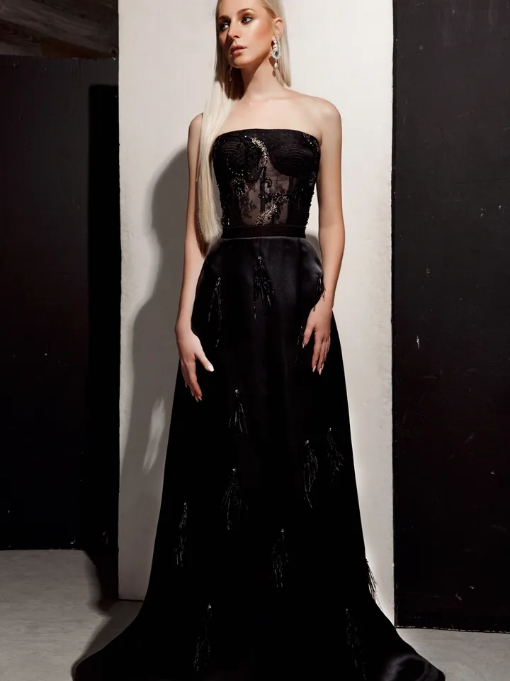 Evening dress corsage (corset) silk