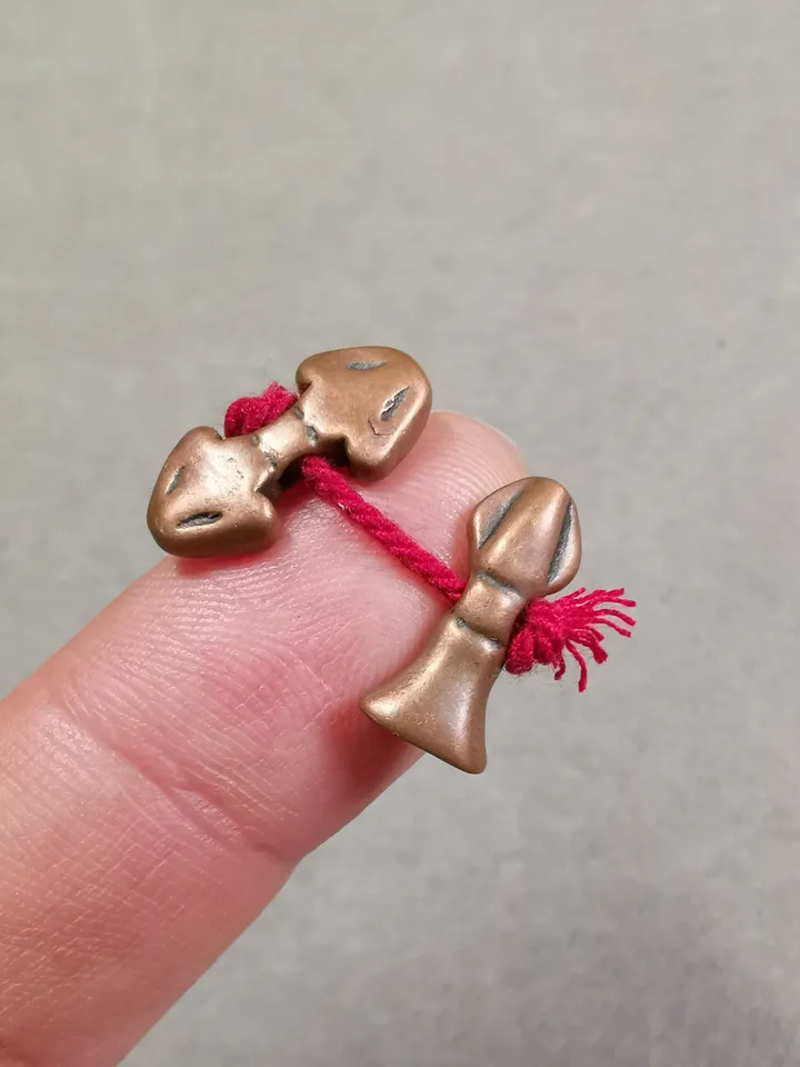 Gandhanra Handmade Tibetan Amulet Pendant,Mini Vajra and Dorje Bell, Mala Marker Bead Accessories, Made of Red Copper