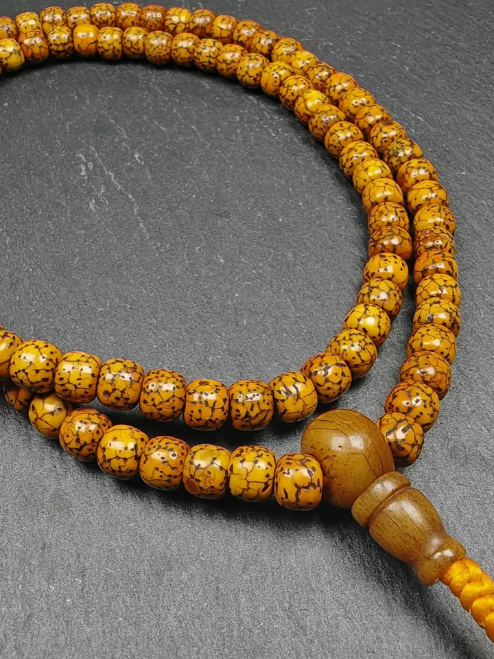Gandhanra Old Tibetan Mala Beads Necklace,7mm Lotus Seed Beads Prayer Beads Bracelet,12.6" Length