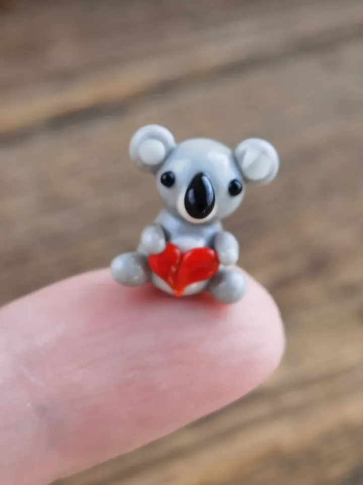 KOALA MINIATURE ANIMALS koala gifts I love you Koala figurine Koala ornament Koala Valentine Glass Koala Zen garden Terrarium figurine