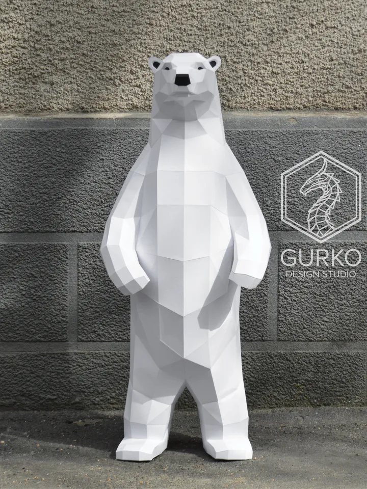 Polar Bear (2 metres) & Baby Bear Papercraft, Digital Template, PDF Download, Gurko, LowPoly, Pepakura, DIY Sculpture, Paper Party Decor