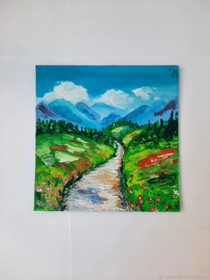 The road to the mountains. Oil