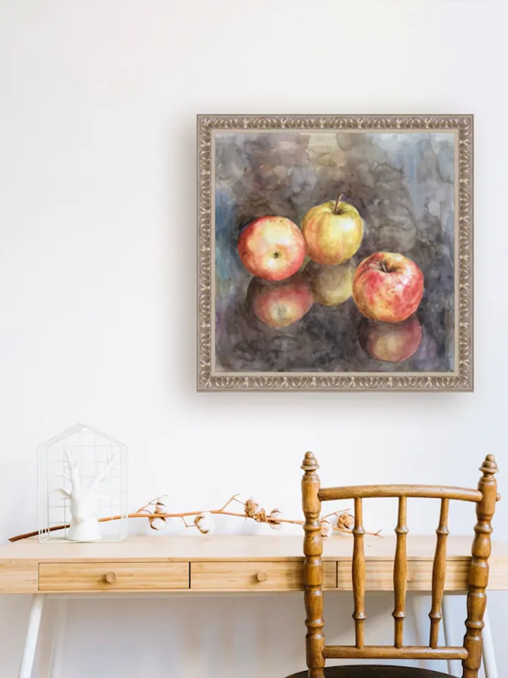 "Apples" watercolor original wall art painting picture still life fruit artwork