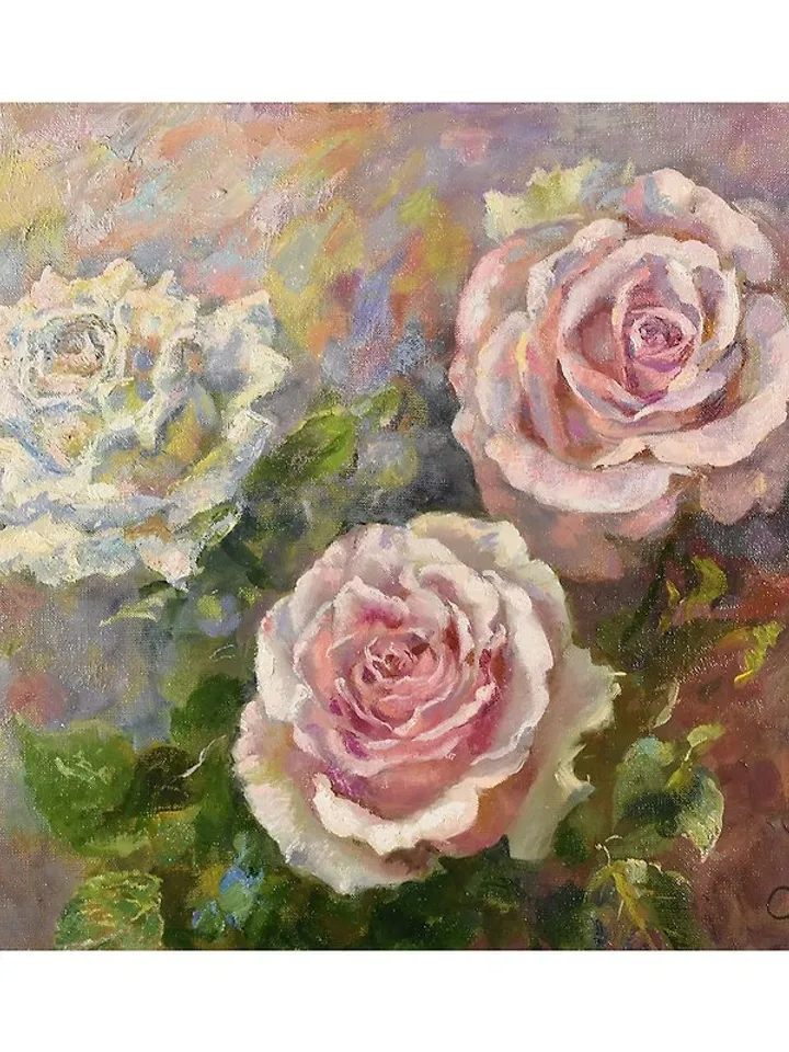 Roses Painting Flower Original Art Artwork Floral Oil Wall Art
