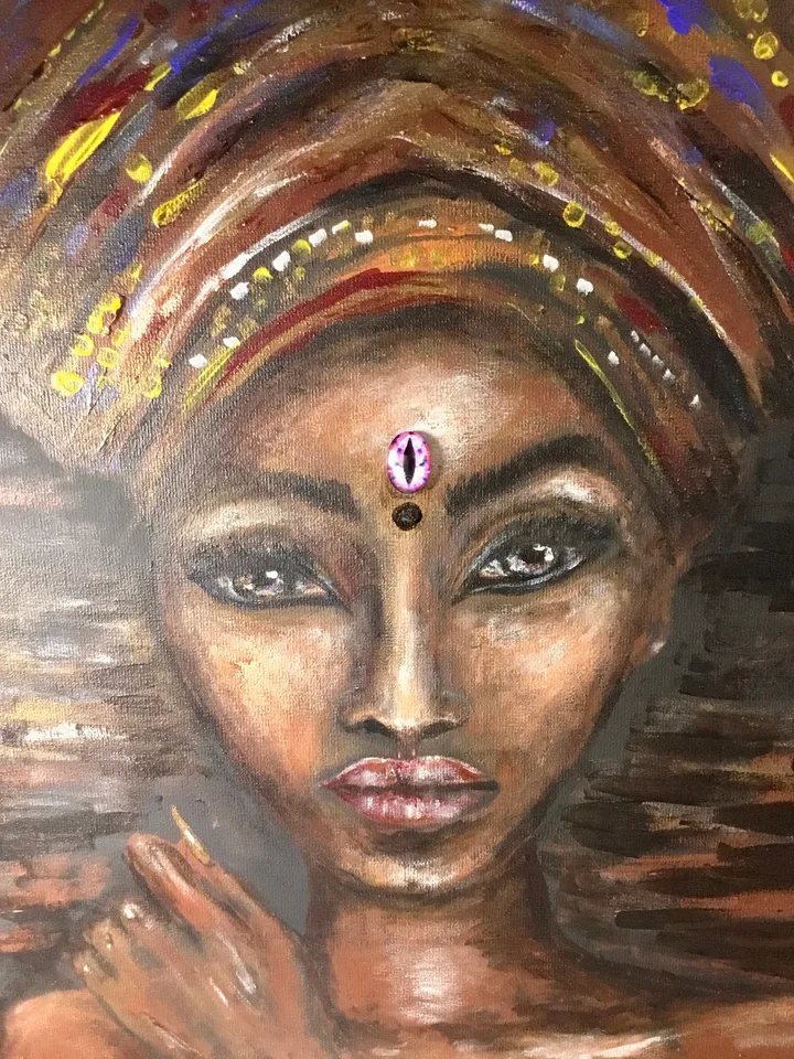 Beautiful woman in a headscarf painting,african woman painting,canvas wall art.