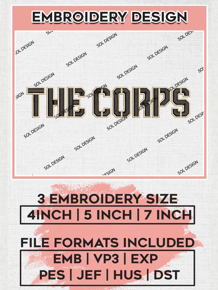 NCAA The Corps Team Logo Embroidery Design Files, NCAA Army Black Knights Machine Embroidery, NCAA Teams, 3 sizes, NCAA Machine embroidery designs, Digital Download